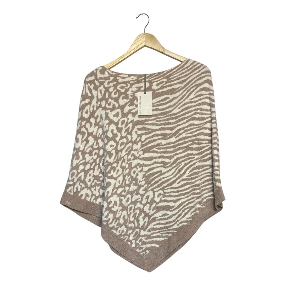Barefoot Dreams Cozy Chic Ultra Lite Faded Rose Animal Print Poncho One Size